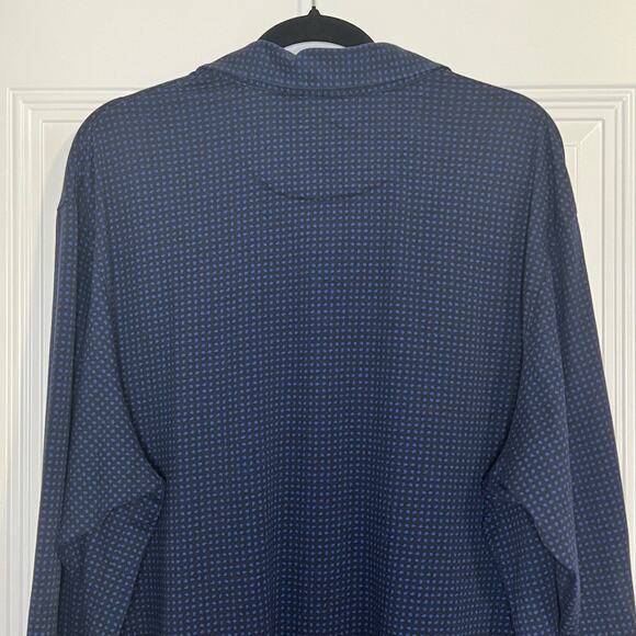 Cremieux Men's Classic Polo Shirt Size XL Black/Blue Polka Dot Long Sleeve - Picture 11 of 14